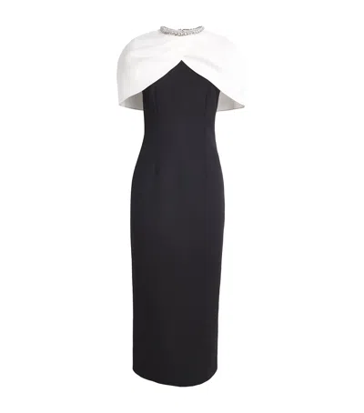 Roland Mouret Embellished Shawl-overlay Midi Dress In Black