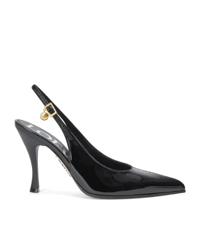 Loewe New Comic Embellished Paneled Leather Slingback Pumps In Black