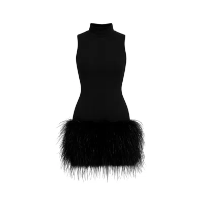 Date Boutique Women's Amelie Feather Mini Dress Black In Black