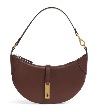Polo Ralph Lauren Mini Leather Id Shoulder Bag In Brown