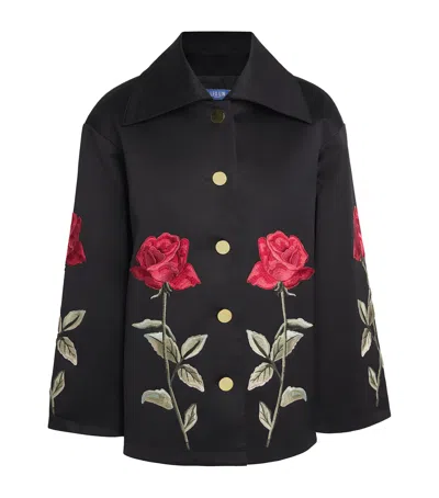 Leo Lin Rose-embroidered Leyna Jacket In Black