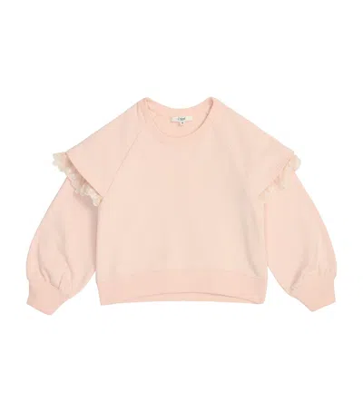 Chloé Frill-shoulder Sweatshirt In Pink