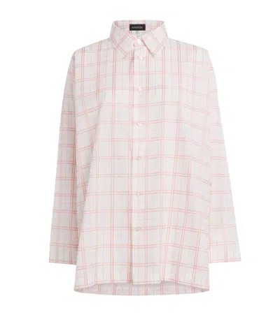 Eskandar Jacquard Check Slim A-line Shirt In Pink