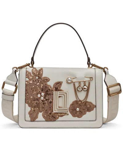 Karl Lagerfeld Simone Front Flap Mini Crossbody Bag In White