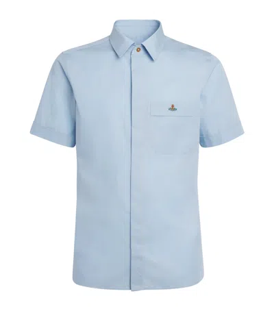 Vivienne Westwood Cotton Poplin Orb Short-sleeve Shirt In Blue