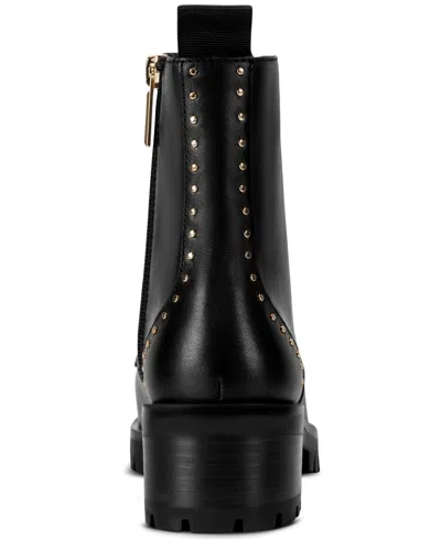 Karl Lagerfeld Prue Lace-up Combat Booties In Black