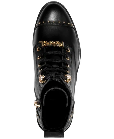 Karl Lagerfeld Prue Lace-up Combat Booties In Black