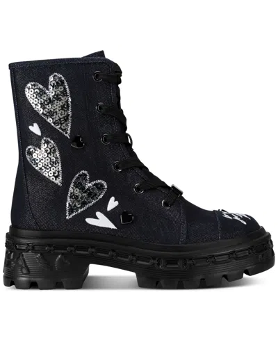 Karl Lagerfeld Lamprini Ikonic Lace-up Combat Boots In Black