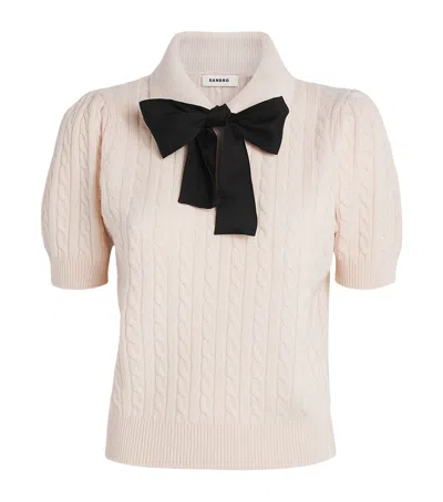Sandro Virgin Wool-blend Sweater In Neutral