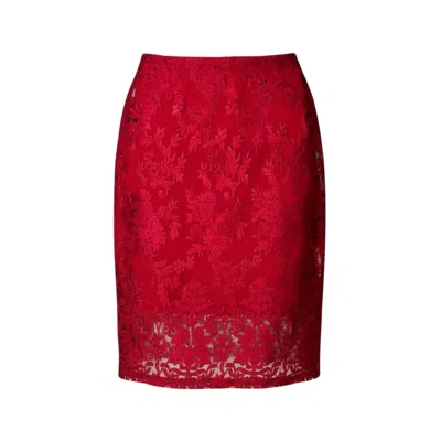 Lindsay Nicholas New York Women's Red Lace Skirt In Crimson Rose In Red