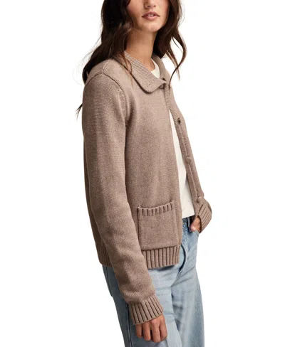 Lucky Brand Cotton Cardigan In Brown