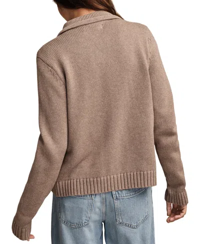Lucky Brand Cotton Cardigan In Brown