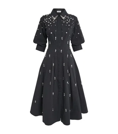 Simkhai Jazz Embellished Cotton-blend Poplin Shirt Dress In Black