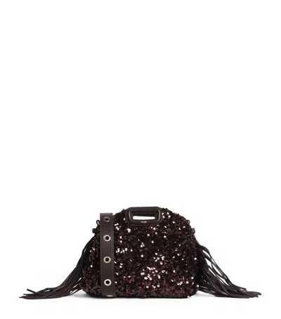 Maje Mini Sequin Miss M Shoulder Bag In Brown
