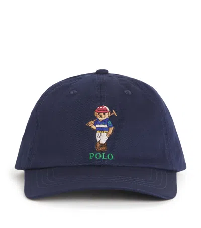 Ralph Lauren Cotton Polo Bear Baseball Cap In Blue