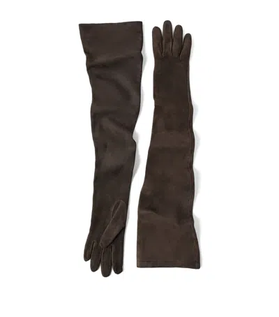 Brunello Cucinelli Couture Suede Gloves In Brown