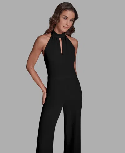 Bcbg Women's Scuba Crepe Keyhole Jumpsuit In Black