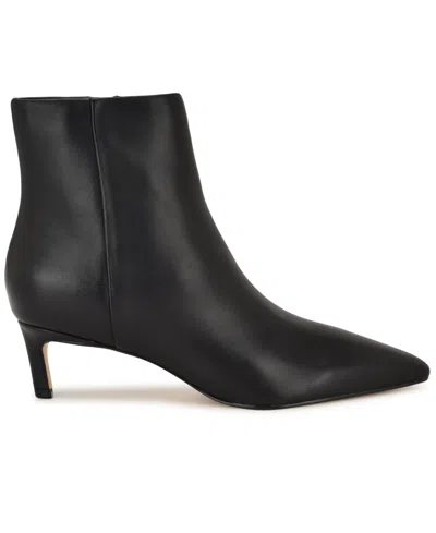 Nine West Sheeba Womens Leather Almond Toe Ankle Boots In Black