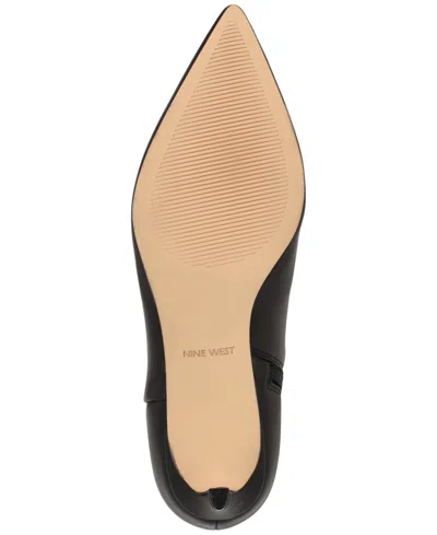 Nine West Sheeba Womens Leather Almond Toe Ankle Boots In Black