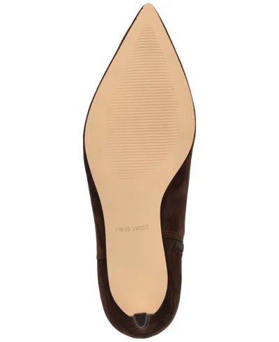 Nine West Brite Pointed Toe Kitten Heel Bootie In Brown