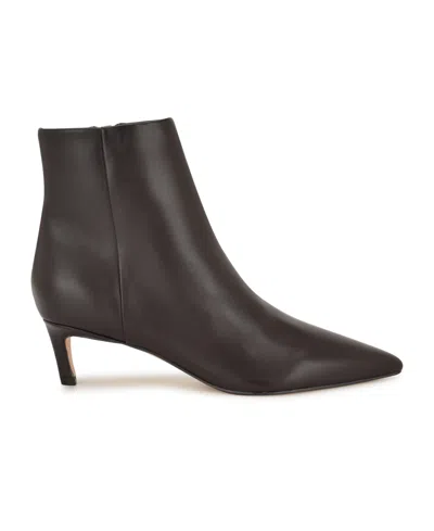 Nine West Brite Pointed Toe Kitten Heel Bootie In Brown