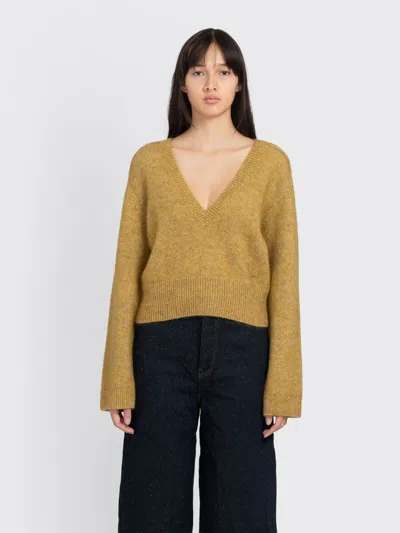 Ganni Brushed Mohair Deep V-neck In Multi