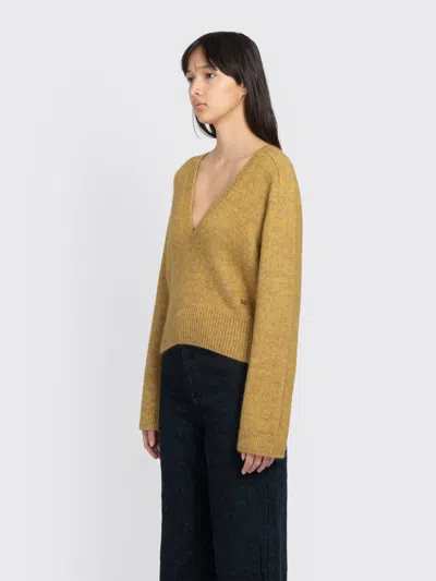 Ganni Brushed Mohair Deep V-neck In Multi