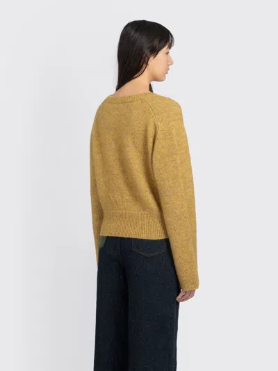 Ganni Brushed Mohair Deep V-neck In Multi