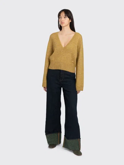 Ganni Brushed Mohair Deep V-neck In Multi