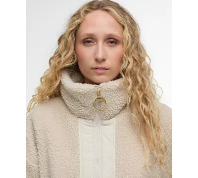 Barbour Women's Contrast Front Panels Long Sleeve Jacket In White