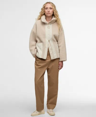 Barbour Women's Contrast Front Panels Long Sleeve Jacket In White