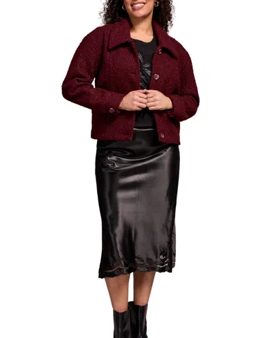 Tribal Women's Soft Boucle Button-front Jacket In Red