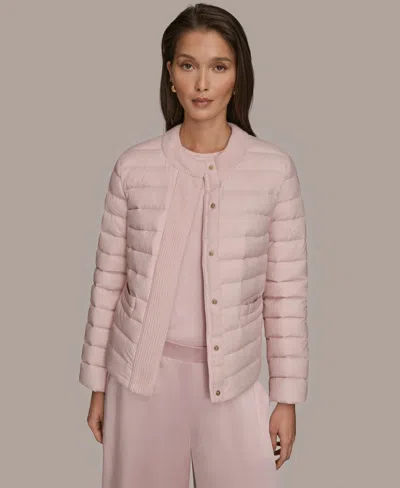 Donna Karan Weekend Women's Collared Puffer Jacket In Pink