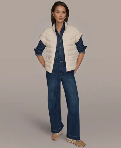 Donna Karan Weekend Women's Cap-sleeve Puffer Jacket In White