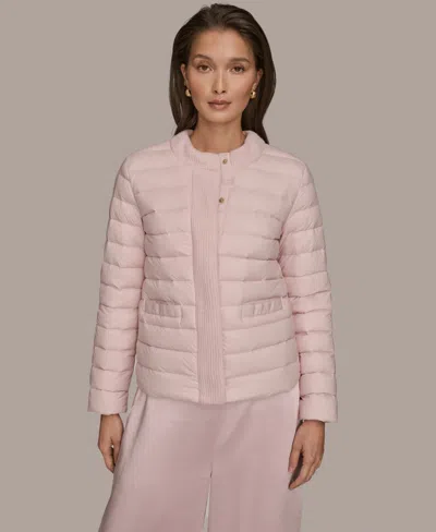 Donna Karan Weekend Women's Collared Puffer Jacket In Pink