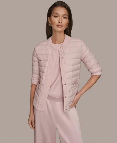 Donna Karan Weekend Women's Collared Puffer Jacket In Pink