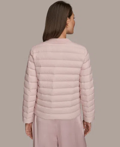 Donna Karan Weekend Women's Collared Puffer Jacket In Pink