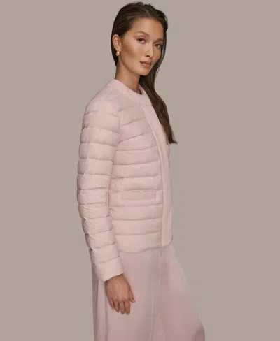 Donna Karan Weekend Women's Collared Puffer Jacket In Pink