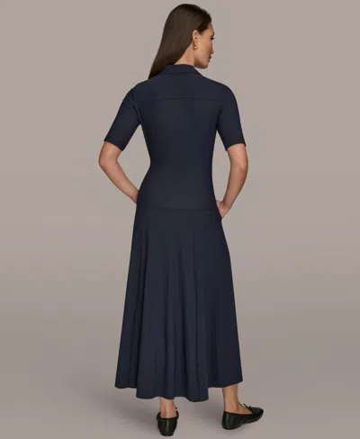 Donna Karan Weekend Women's Elbow-sleeve Polo Dress In Black