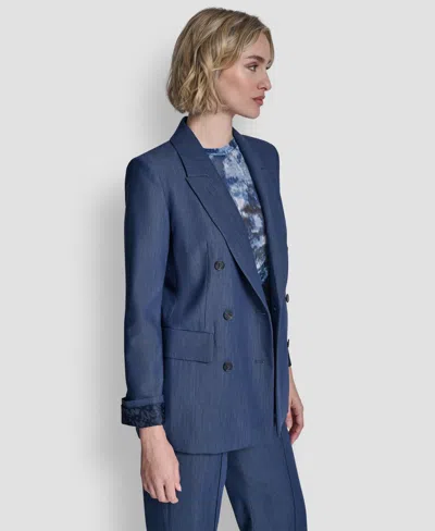 Dkny Women's Double Breasted Notch Collar Jacket In Blue