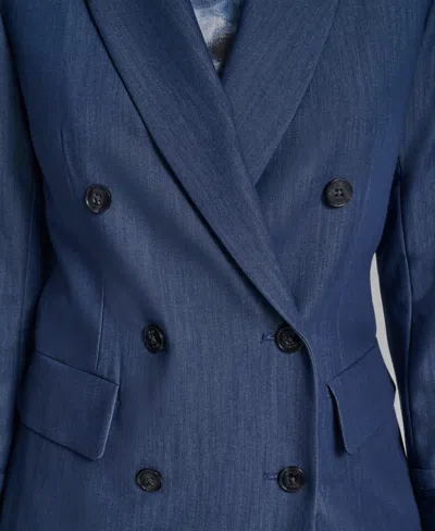 Dkny Women's Double Breasted Notch Collar Jacket In Blue