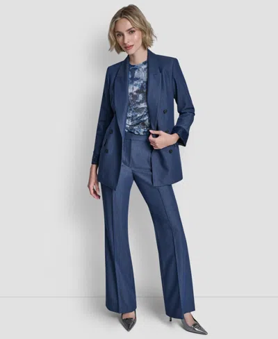 Dkny Women's Double Breasted Notch Collar Jacket In Blue