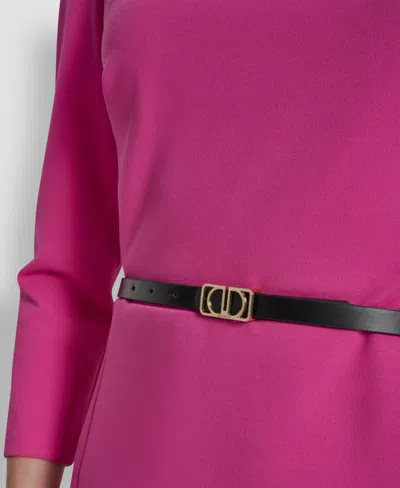 Dkny Petite Asymmetrical Neck 3/4-length Dress In Pink