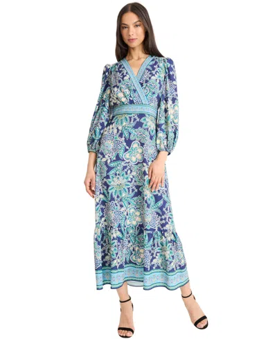 Donna Morgan Women's Balloon-sleeve Midi Dress In Blue