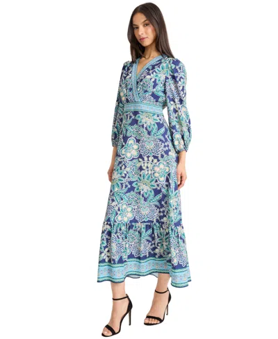 Donna Morgan Women's Balloon-sleeve Midi Dress In Blue
