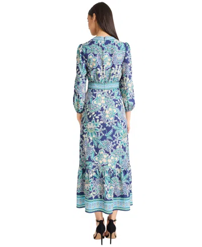 Donna Morgan Women's Balloon-sleeve Midi Dress In Blue