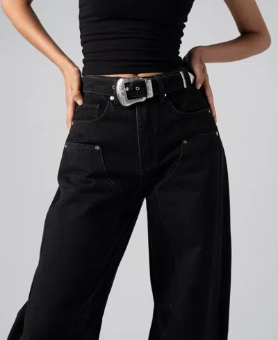 Blanknyc Women's Wild Card High-rise Barrel Leg Cotton Jeans In Black