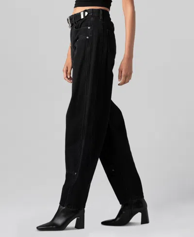 Blanknyc Women's Wild Card High-rise Barrel Leg Cotton Jeans In Black