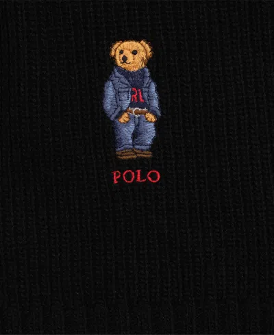 Polo Ralph Lauren Solid Denim Bear Scarf In Black