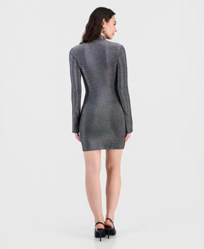 Bar Iii Women's Tie-front Shine Minidress, Macy's Exclusive In Gray